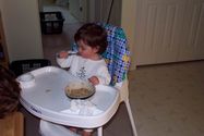 Eating with a spoon for the first time