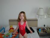 Showing off her official Canadian Olympic Swimteam bathing suit