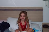 Kaija waiting to go to the pool