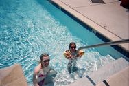Kaija and Heather in the pool