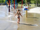 Kaija playing at the sprayground