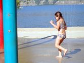 Kaija playing at the sprayground