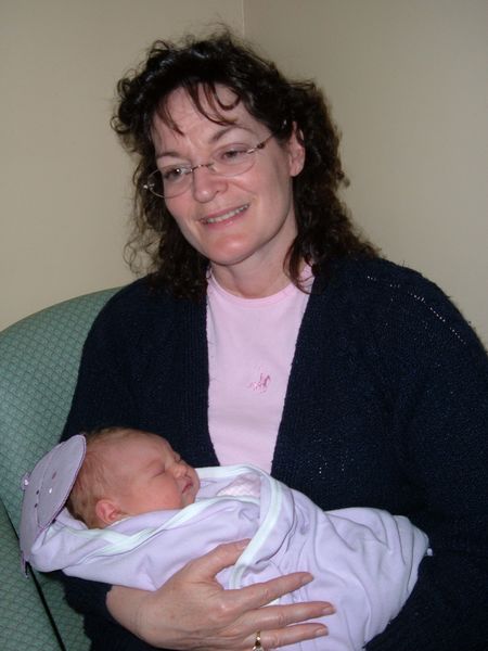 Auntie Kathy and day-old Maddi
