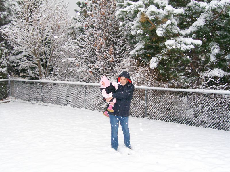 In the snow with Mommy
