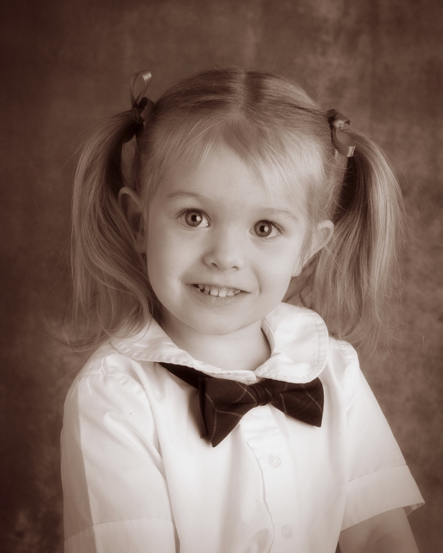 Maddi's first school portrait - sepia
