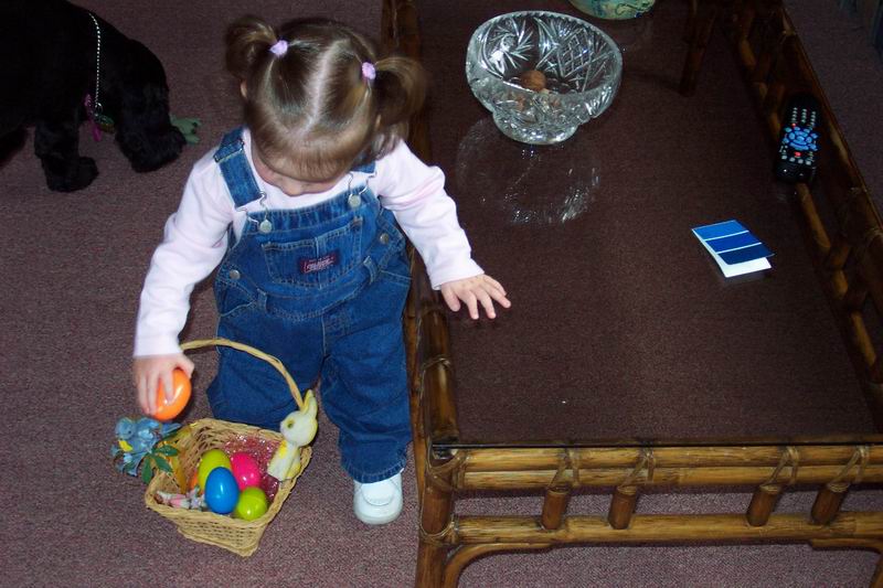 Easter 2002 - Kaija getting the hang of it
