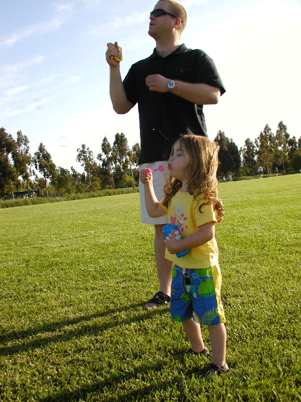 Kaija blowing bubbles
