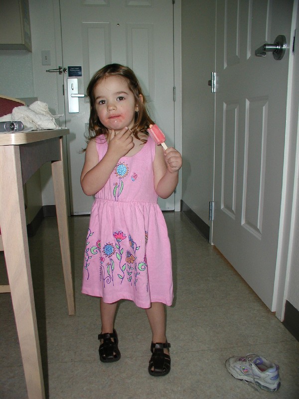 Eating a popsicle

