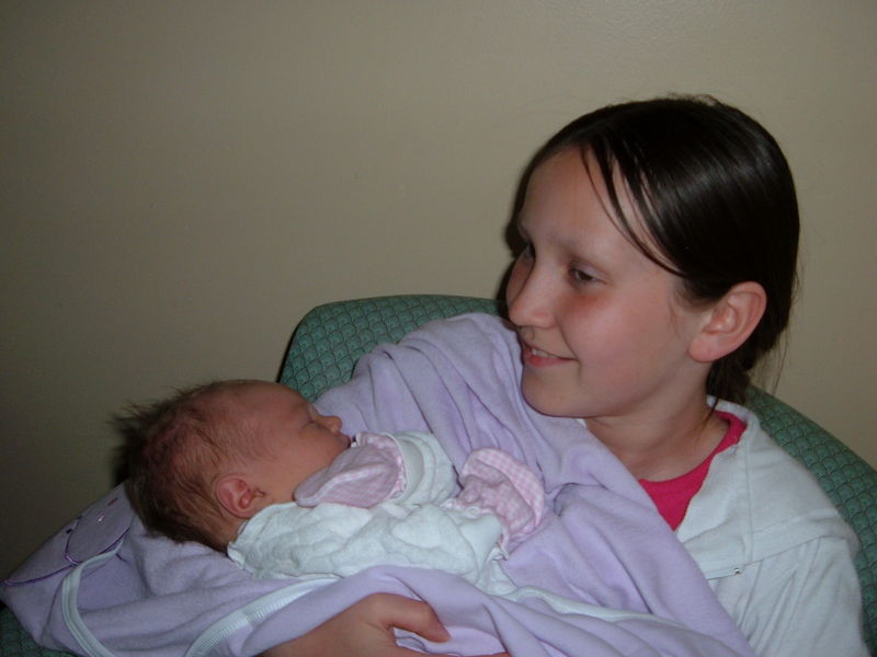 Becca and day-old Maddi
