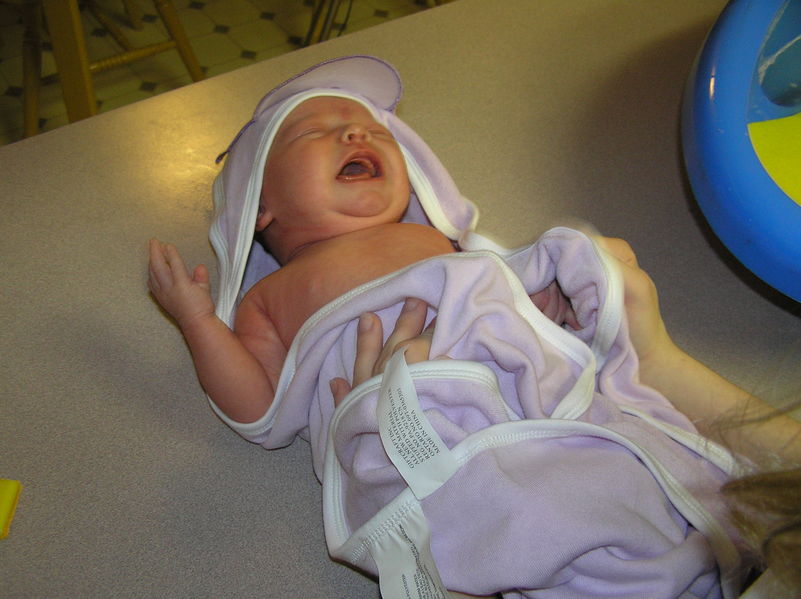 Maddi's first bath (I think she likes it)
