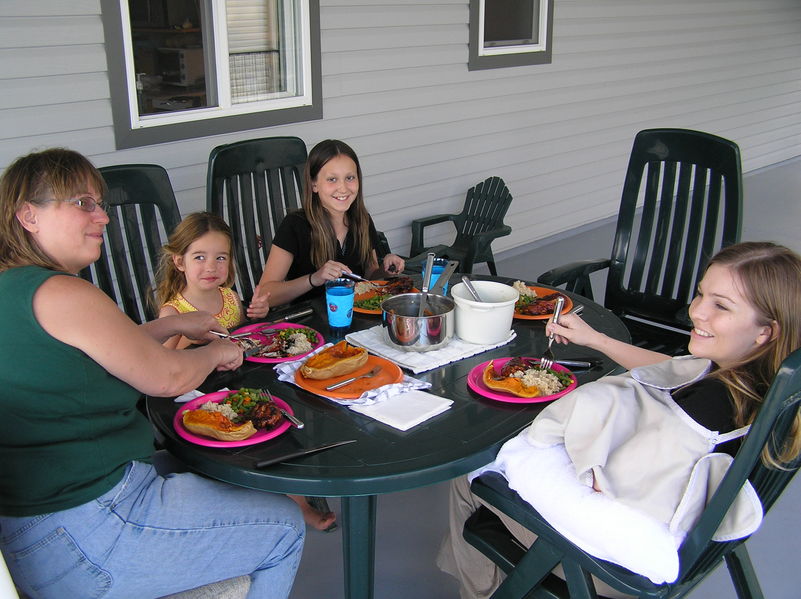 All Daddy's favorite girls over for dinner (Maddi is hiding underneath the shawl)
