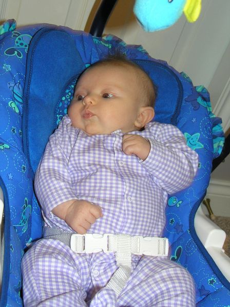 Checking out her new swing
