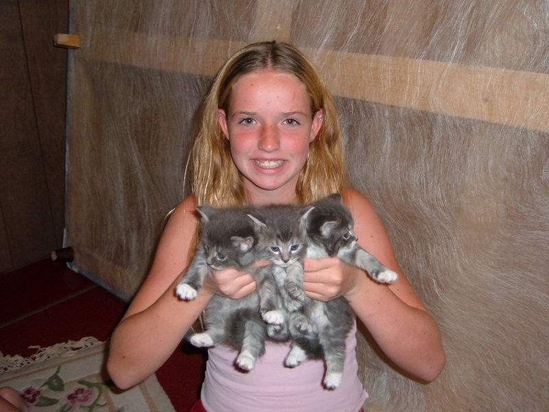 Becca's friend Megan and Becky's kittens
