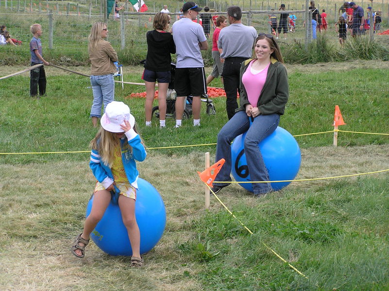 The girls burning up the race course
