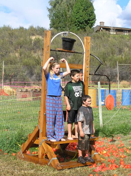 Megan taunting the tomato throwers

