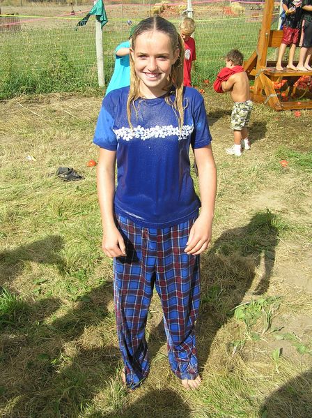 Megan looking like a drowned rat
