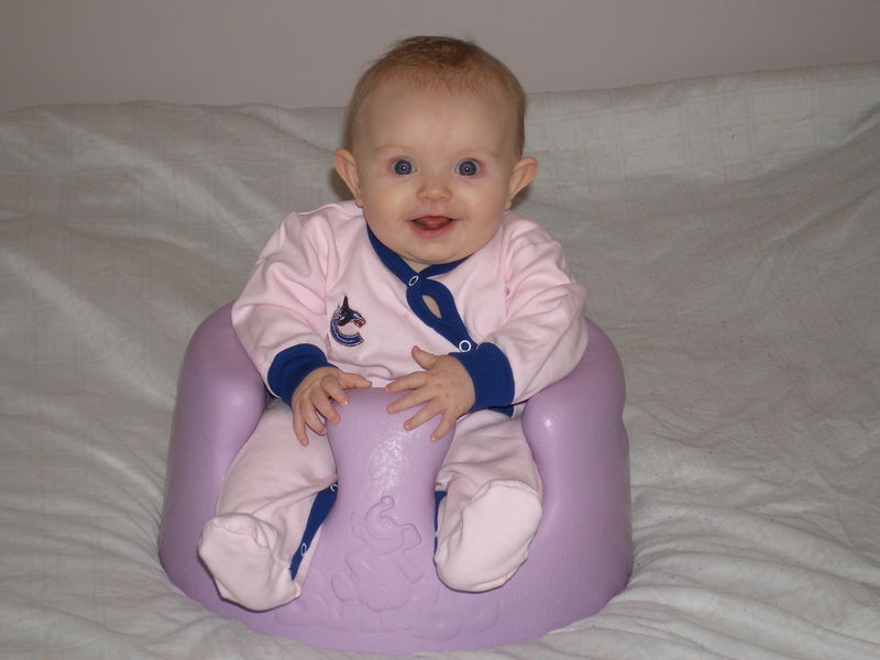 Maddi in her bumbo chair
