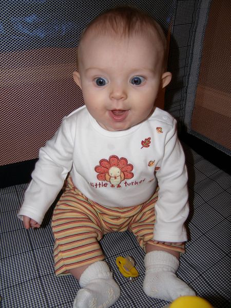 Little turkey on her first turkey day, yay!

