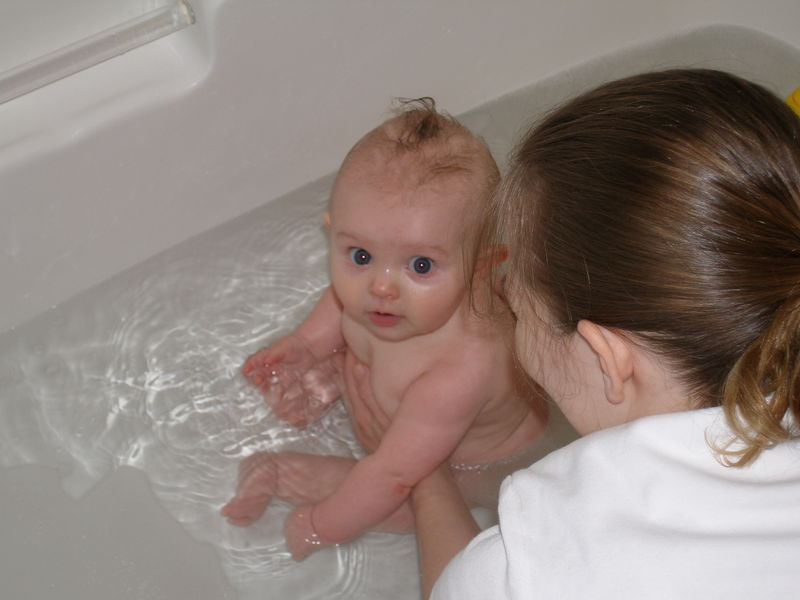 In the bath
