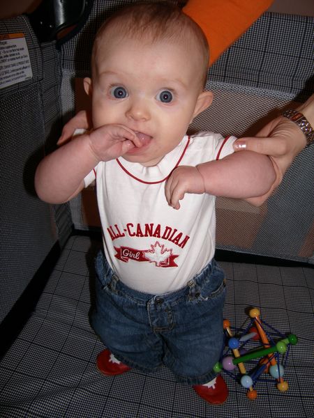 Our all Canadian girl, wearing her maple leaf Robeez
