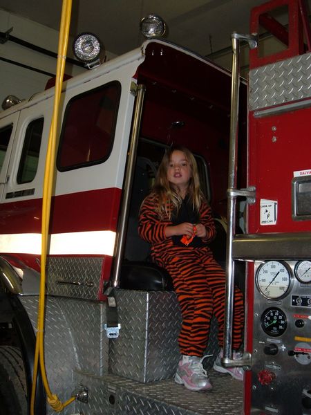 On the fire truck
