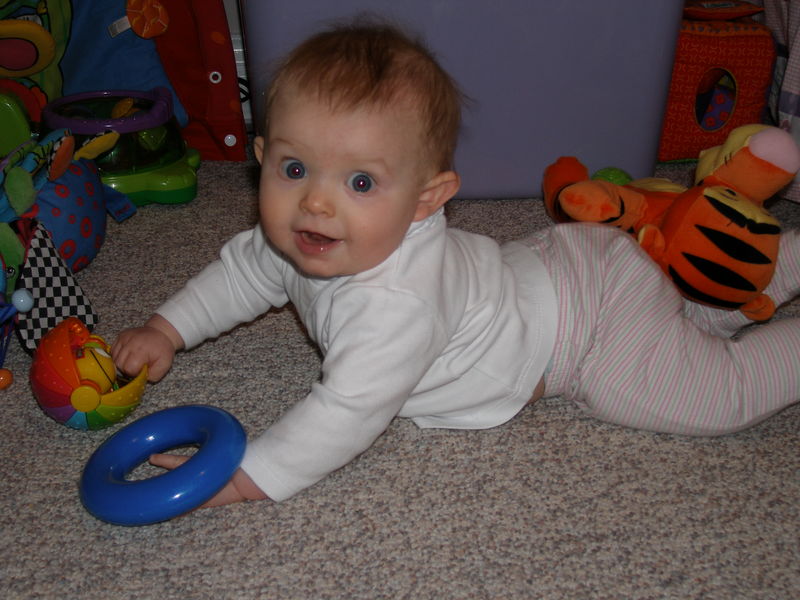 Playing with her toys
