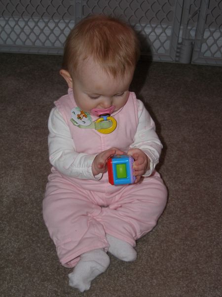 Playing with a peek-a-block
