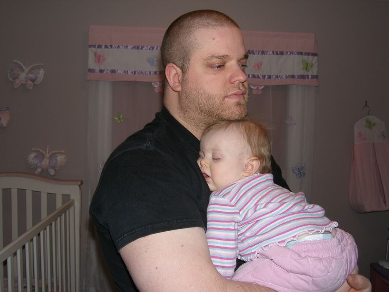Judging by the bags under Daddy's eyes, he might be even more tired than sleeping me!
