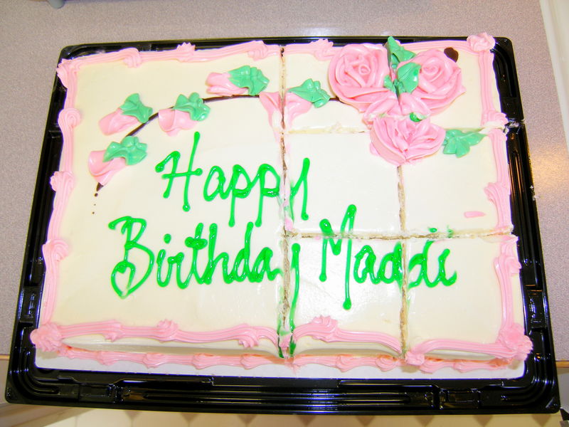 Maddi's first birthday cake -- Daddy forgot to take a picture before cutting it  :(
