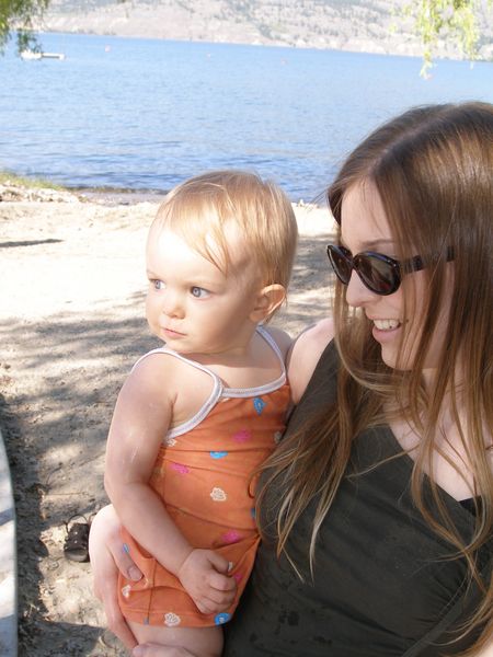 Maddi checking out the other kids at the beach

