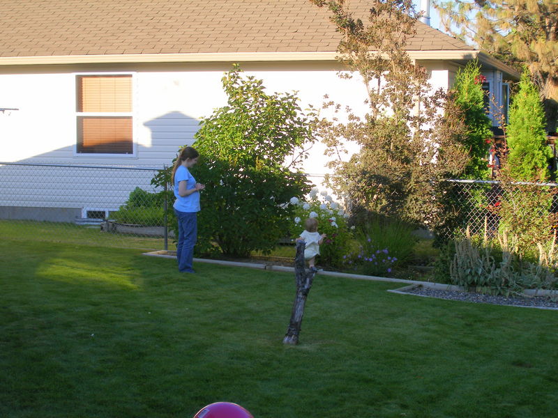 Maddi admiring the flowers
