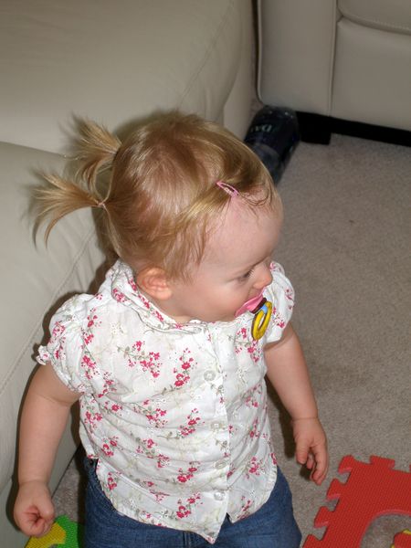 Piggy tails for the first time
