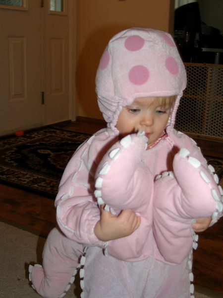 Inspecting her new arms
