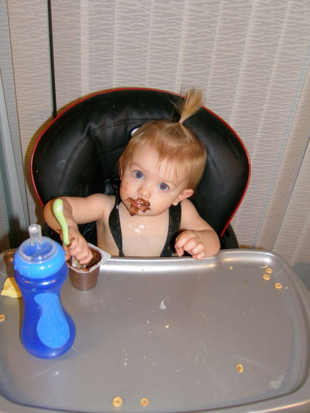 Scooping more pudding out
