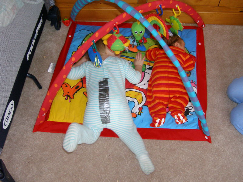 Maddi chillin' with James during his tummy time
