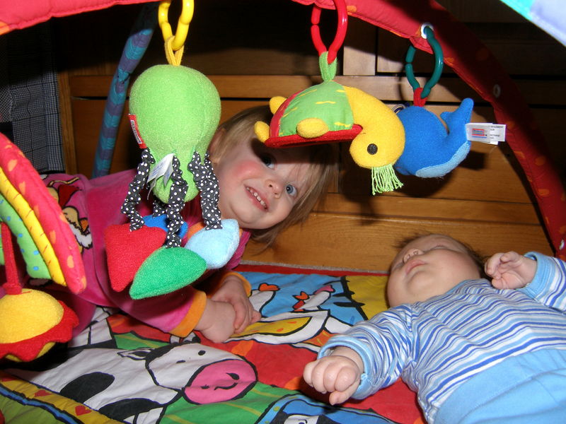 James looking adoringly at big sister Maddi
