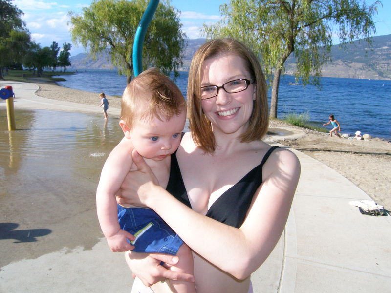 James' first trip to the beach
