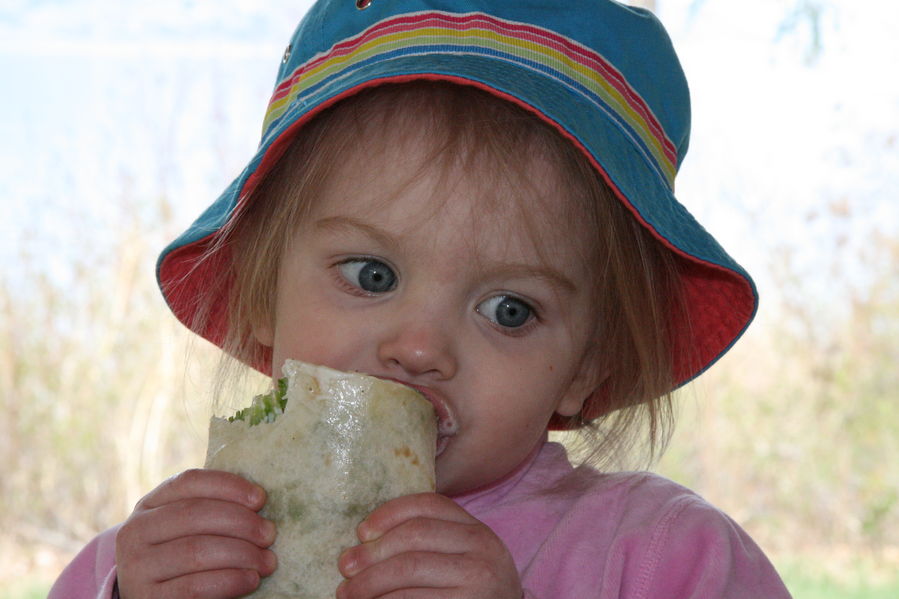 Big bite for a little girl
