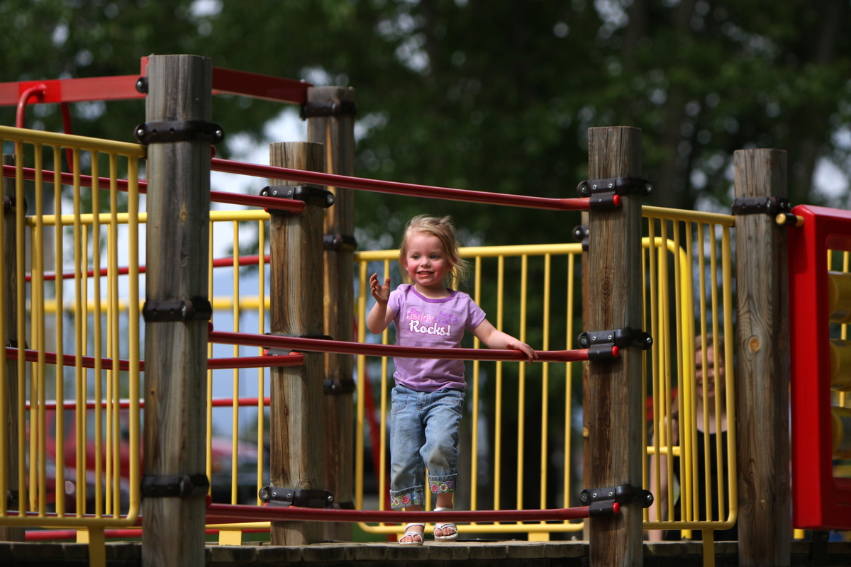 Maddi at Mission Creek Park playground; if you look carefully Mommy is in the picture too
