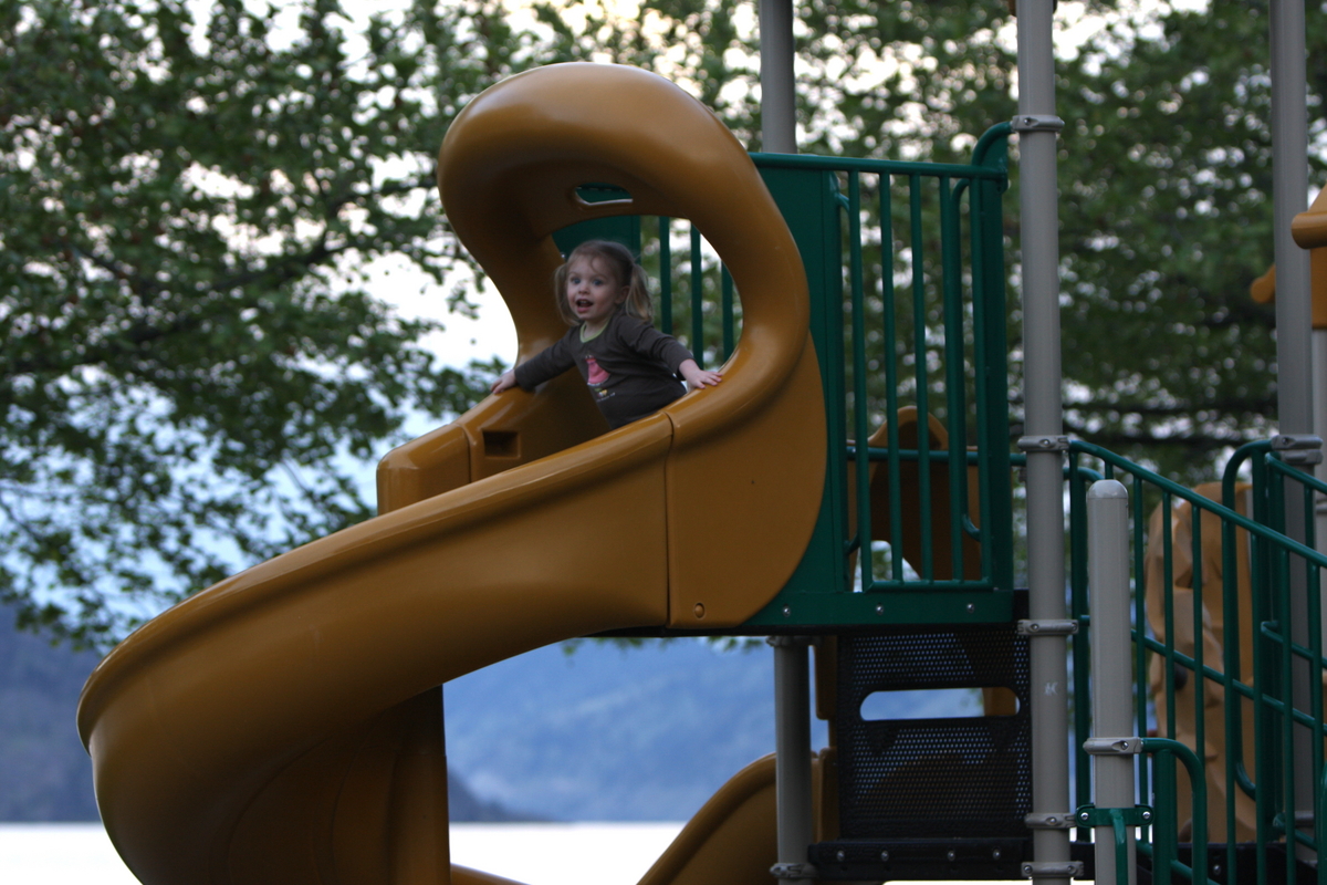 Getting ready to go down the slide again
