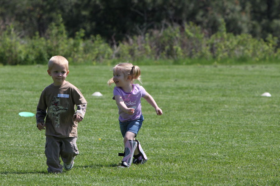 Playing monkey in the middle; fittingly, Maddi is one of the monkies
