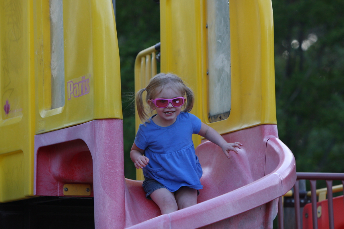 Maddi going down the slide
