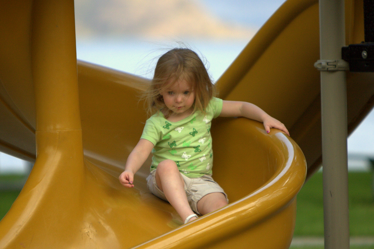 Maddi going down the slide
