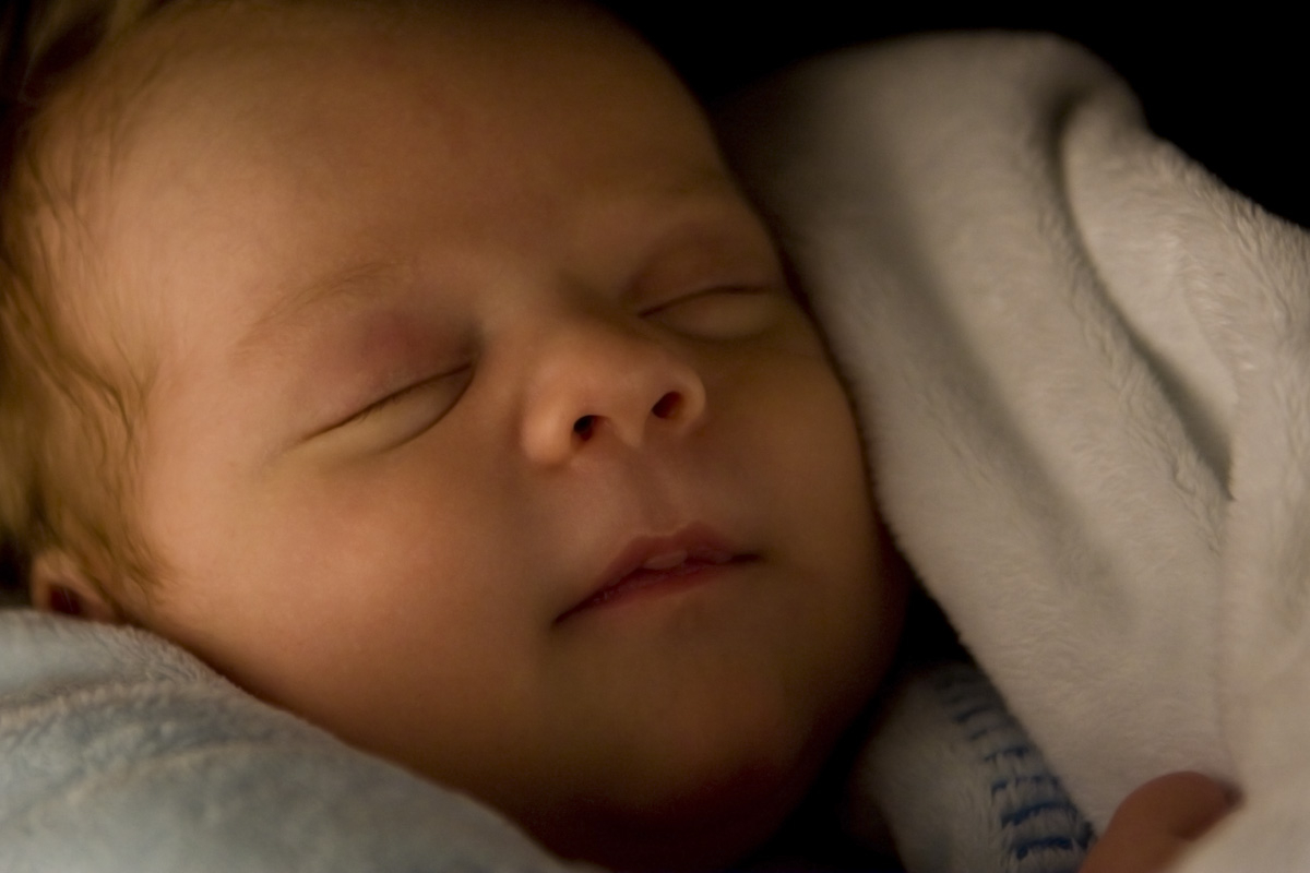Sleeping like, well, a baby of course!
