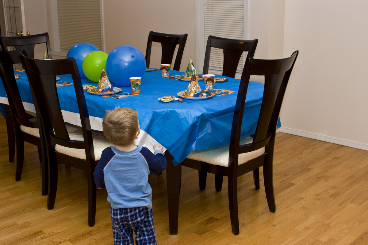 James checking out the party decorations
