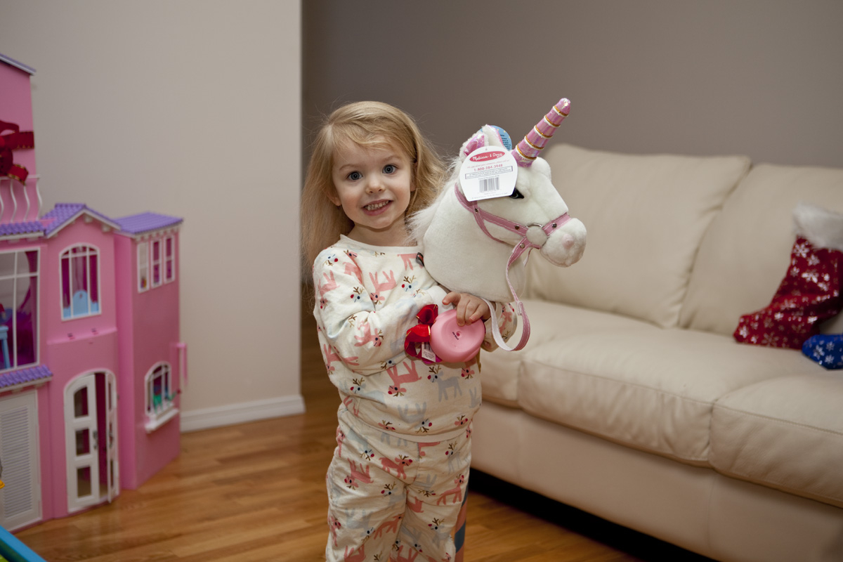 Maddi playing with her new hobby horse
