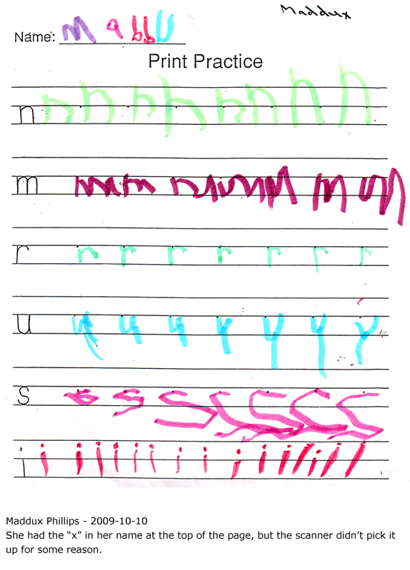 Maddi's first-ever homework assignment
