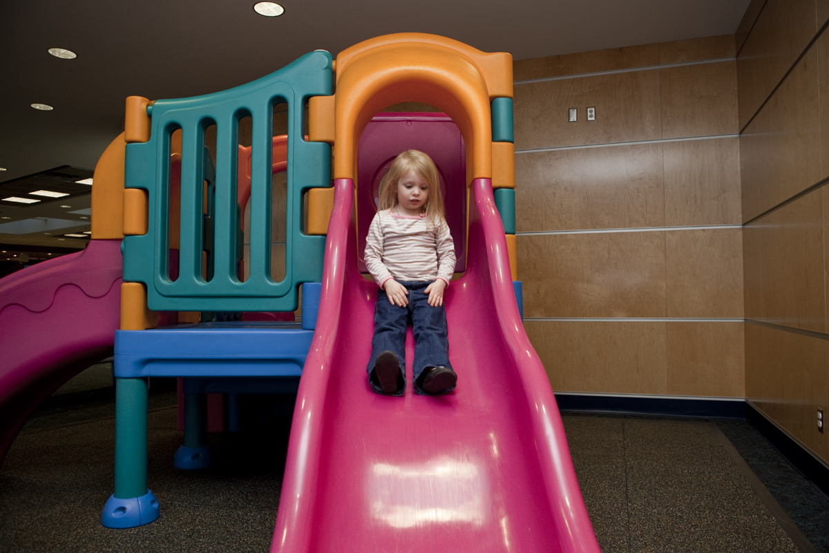 At the playground inside the departures lounge at the Kelowna Airport
