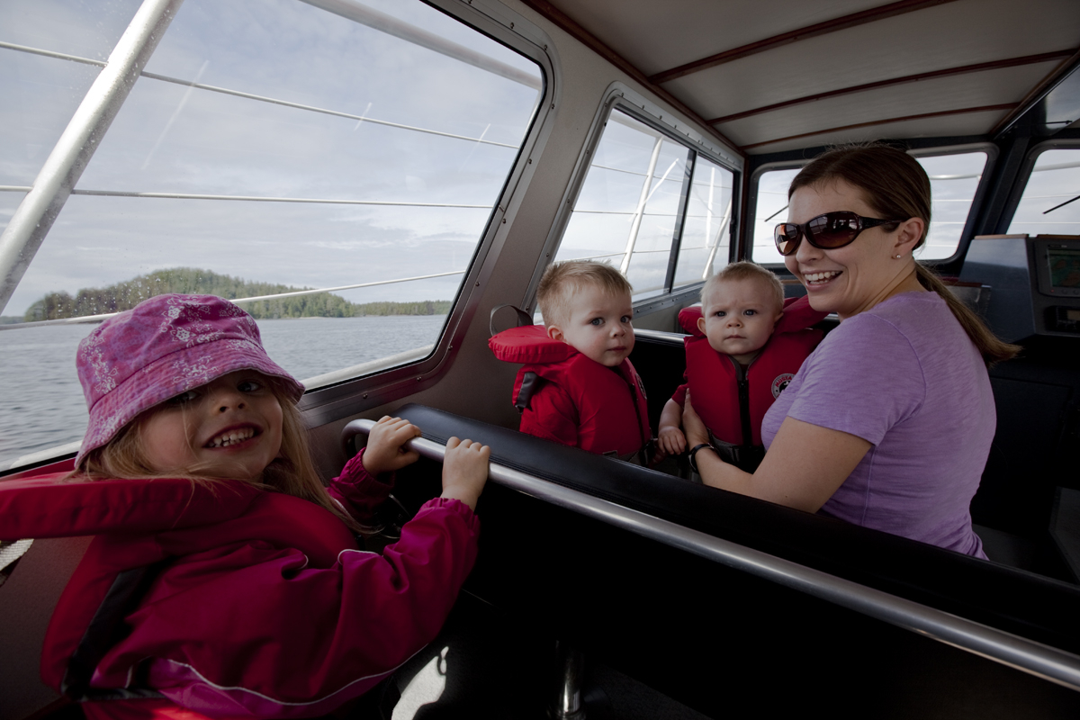 Inside the whale watching boat
