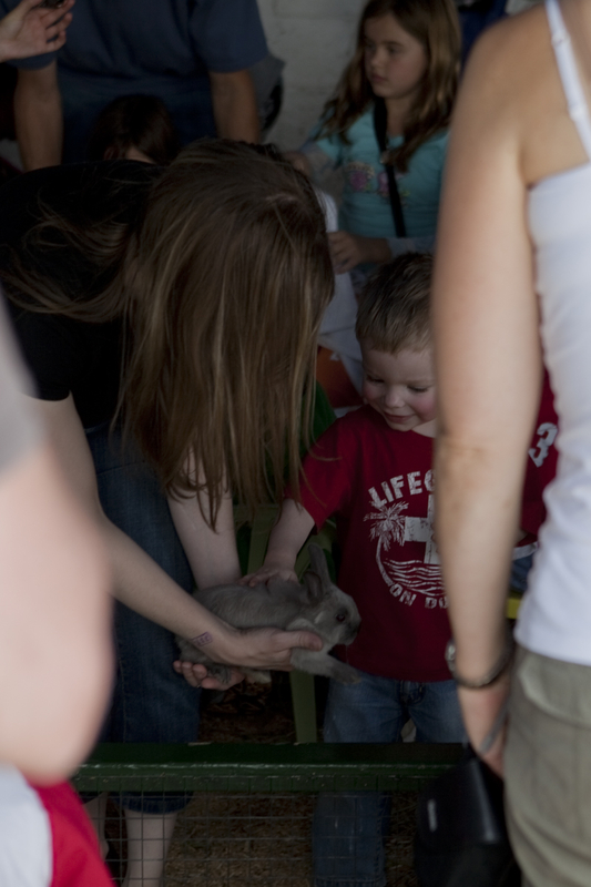 James petting a bunny
